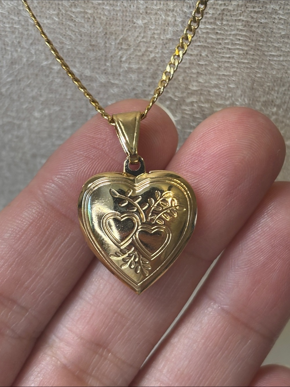 Heart Locket 18k Yellow Gold Filled 3/4” x 1-1/4”